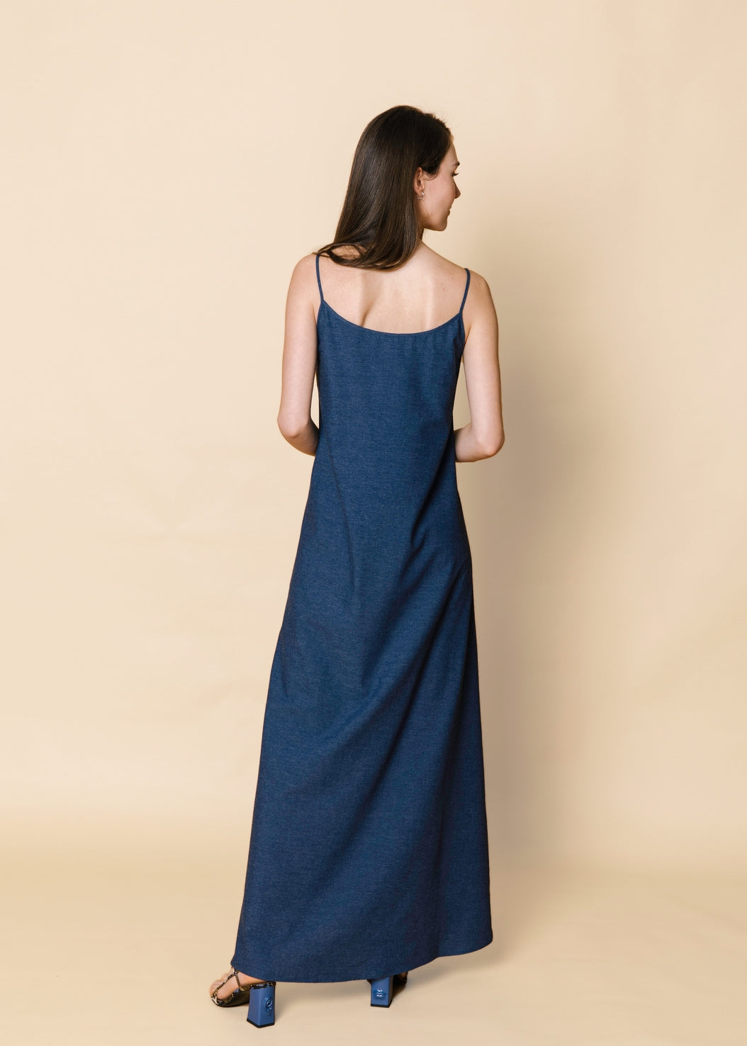 Spaghetti Strap Maxi Dress - Denim Blue